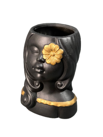 Кашпо Голова девочки с цветком